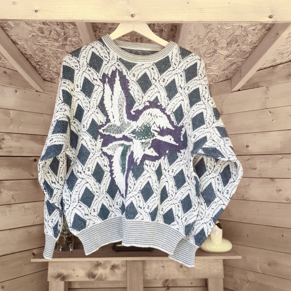 Vinatge Italian Grandpa Wool Blend Sweater • Large